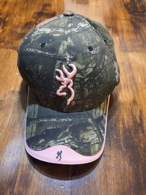 Browning Pink Breakup Infinity Camo Hat Women's Adjustable StrapBack Hunting Cap